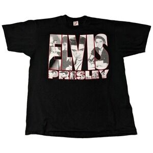 VTG 90s ELVIS PRESLEY Men Size XL Black Cotton‎ Graphic T-Shirt Made In USA